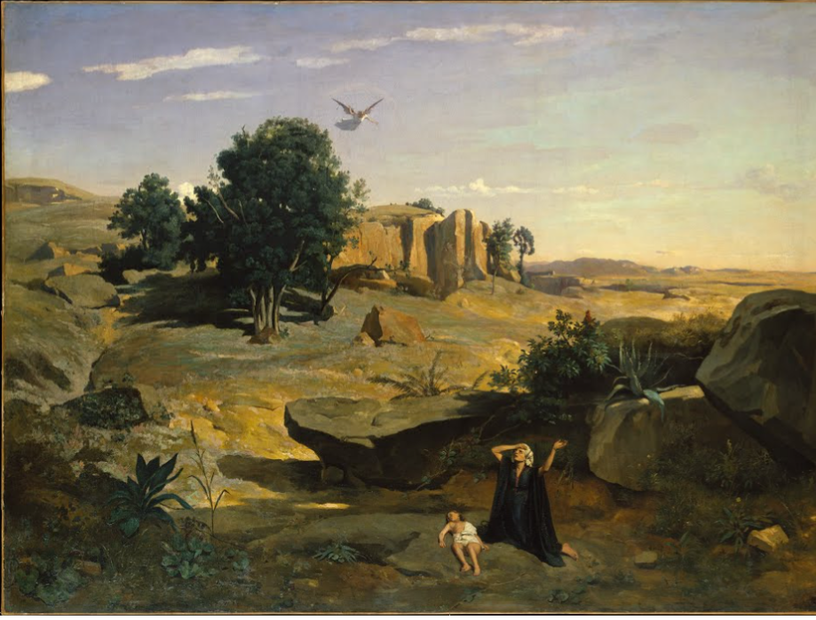 Agar dans le desert de camille corot